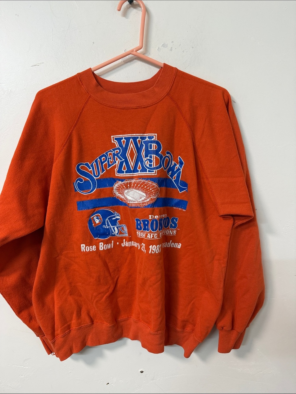 Vintage Orange Super Bowl Broncos Crewneck Sweatshirt 1987